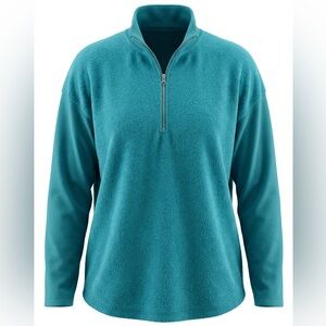 SOFT SURROUNDINGS WOMENS PULLOVER SHIRT SIZE PS TURQUOISE 1/4 ZIP